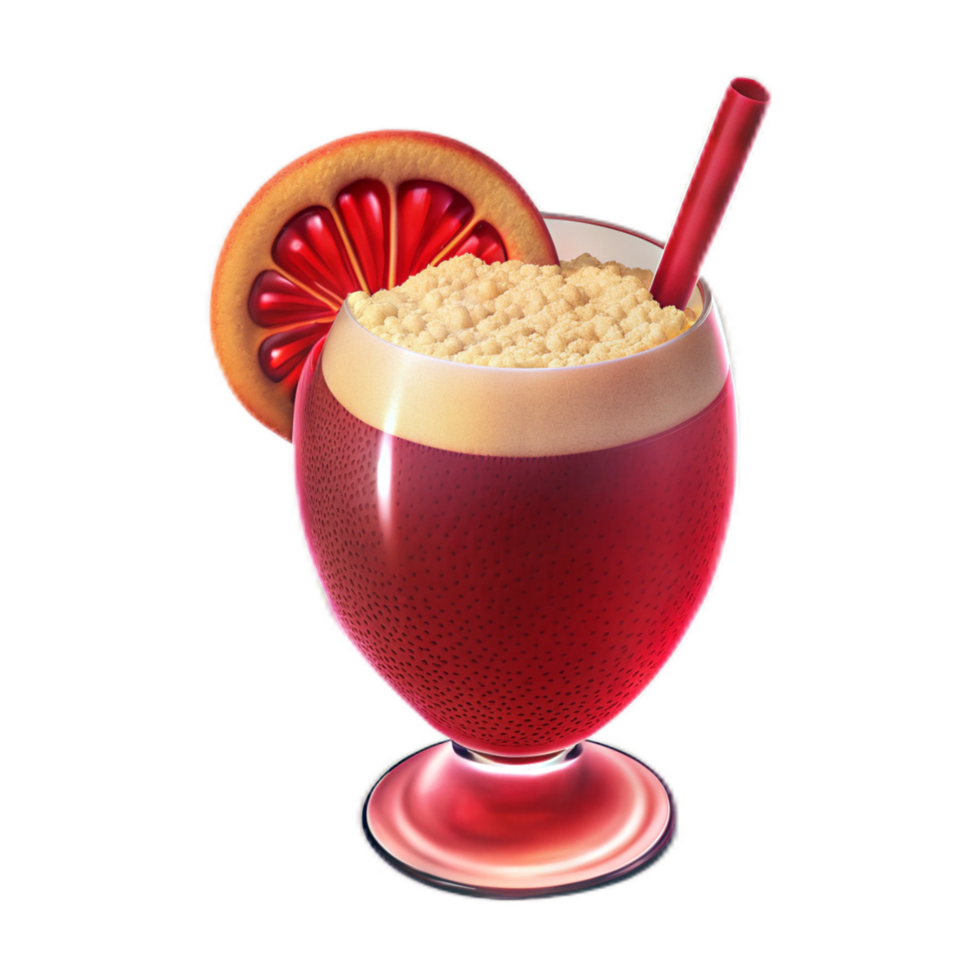 A refreshing red drink with a slice of citrus and foam is perfect for drink advertising and design. png