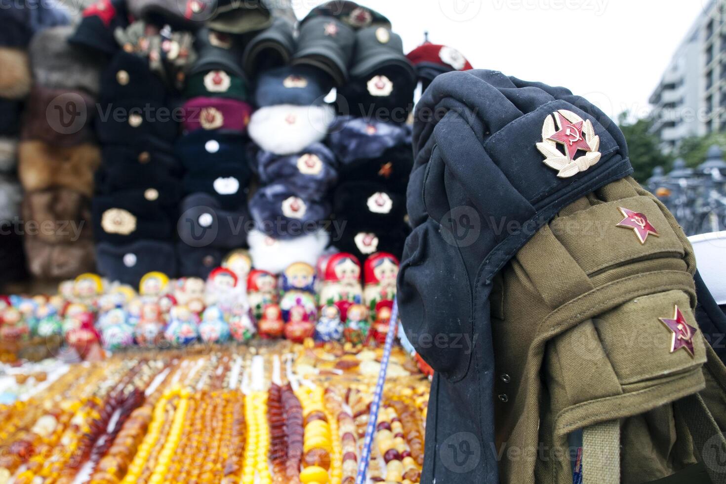 Street Stall Offering DDR and USSR Souvenirs in Berlins Vibrant Market photo