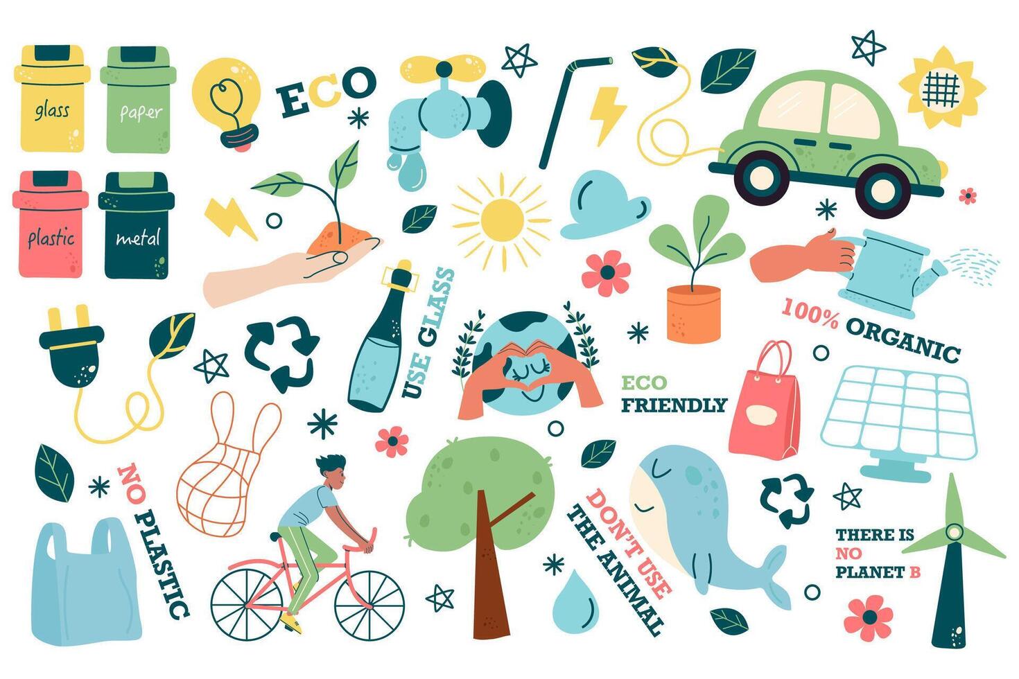 Collection zero waste flat design vector