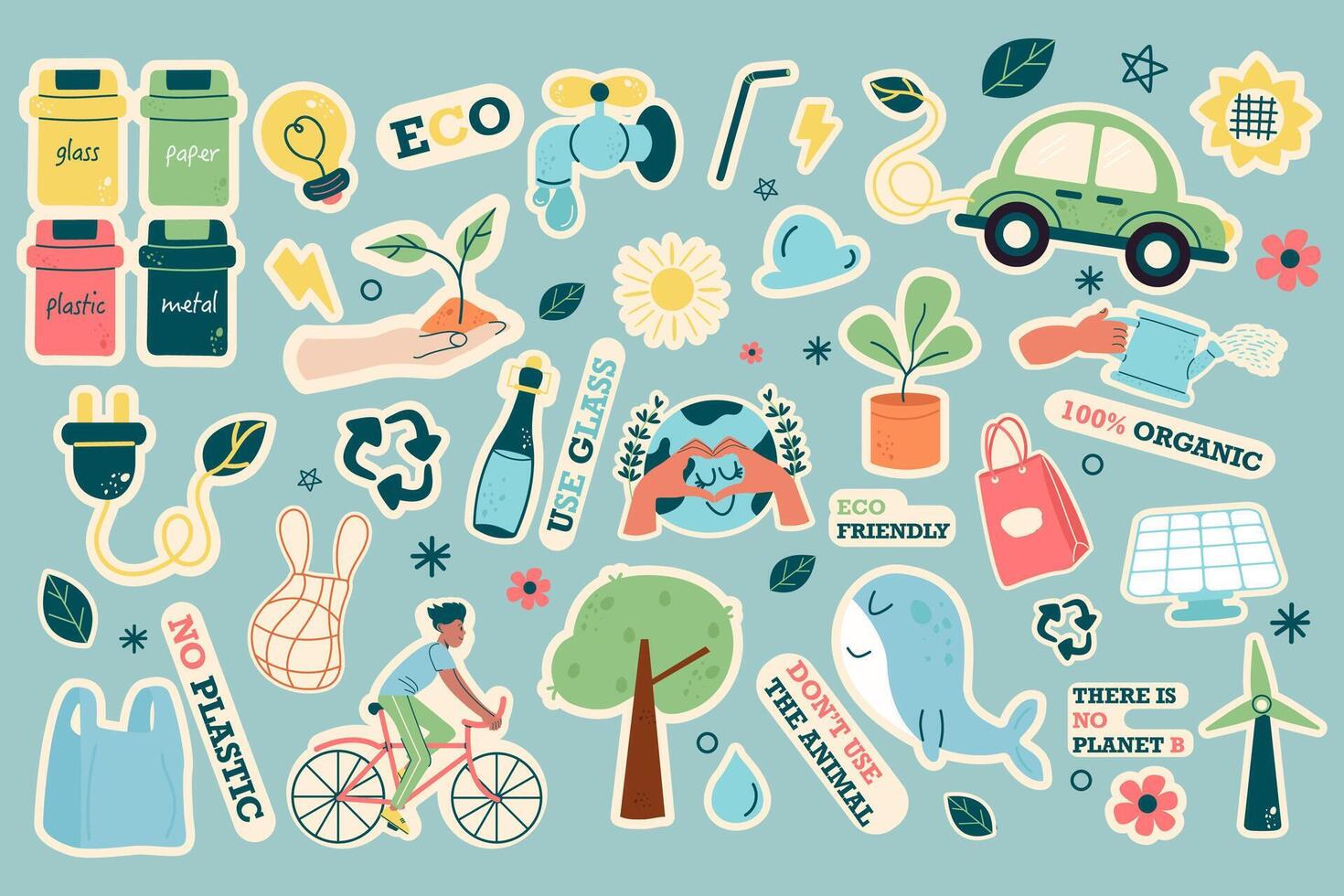 Collection stickers zero waste flat design vector