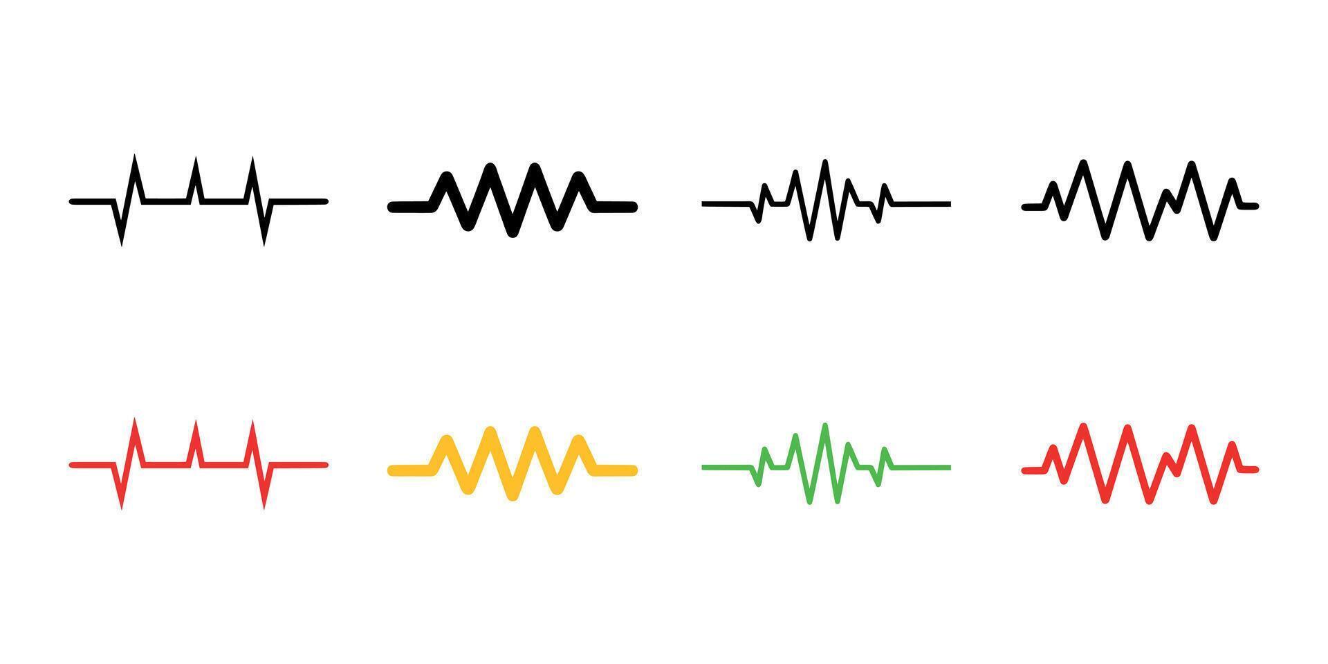 Heart beat monitor pulse line icon set on white background. illustration in trendy flat style vector