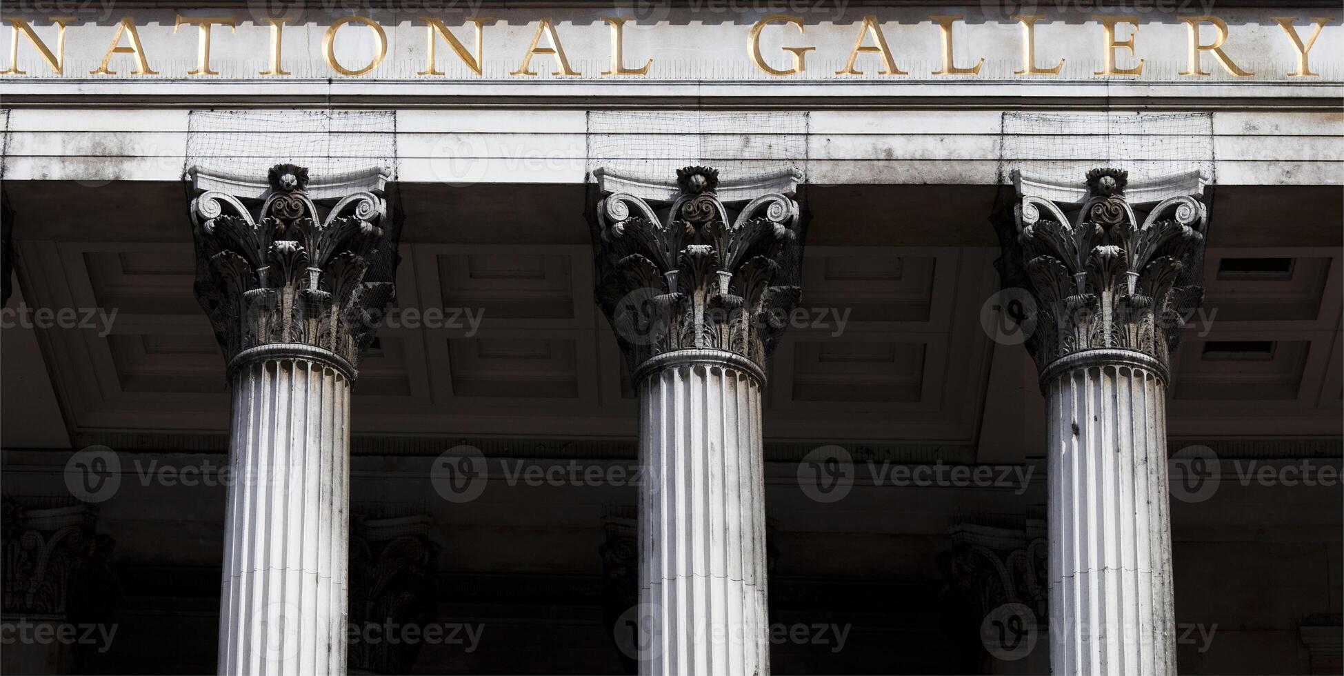 Elegant Columns of the National Gallery Contrasting With Londons Skyline photo
