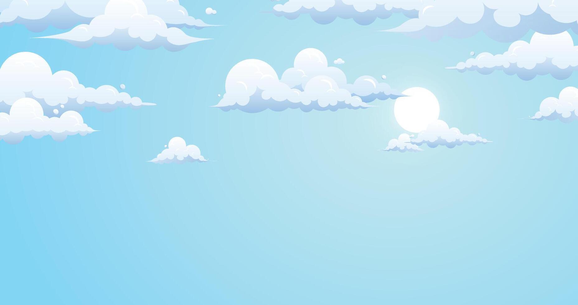 view Sun Blue Sky cloudy day landscape background illustration design vector