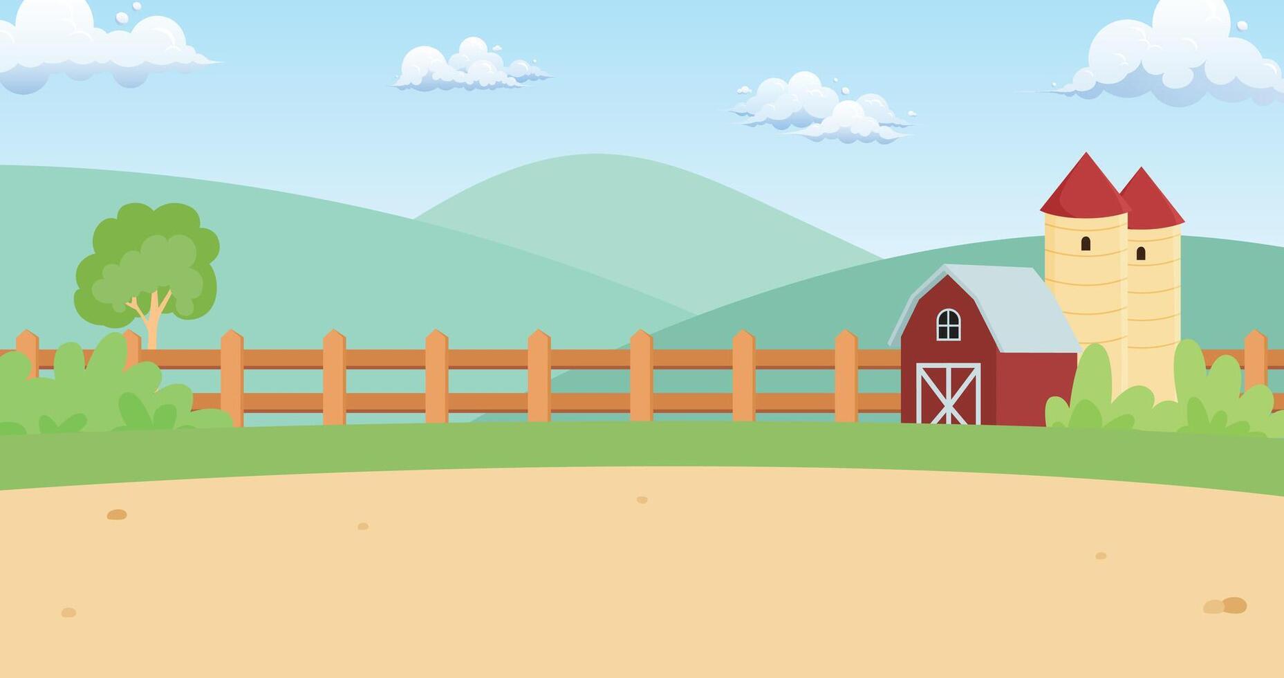 Natural farm agriculture sky mountain flat illustration background design vector