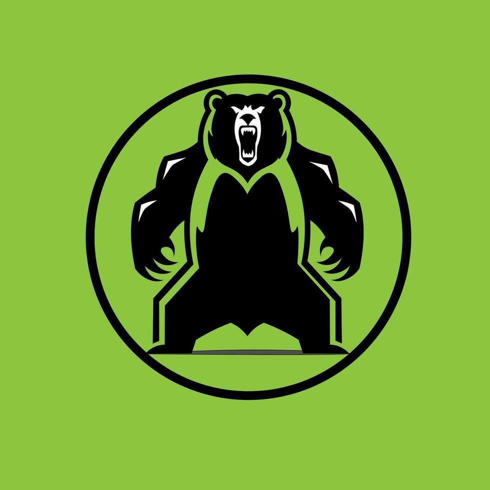 logo featuring the silhouette of a roaring bear standing on its hind legs vector