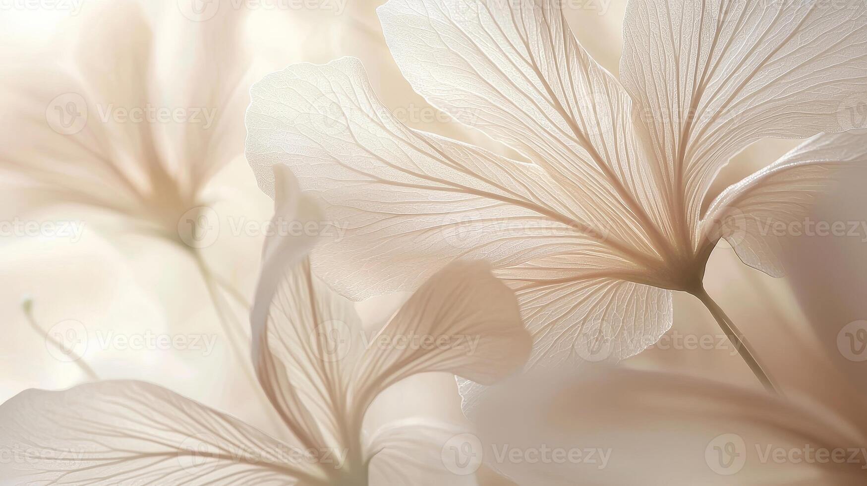 White flowers are illuminated by warm and soft light making them look beautiful. photo