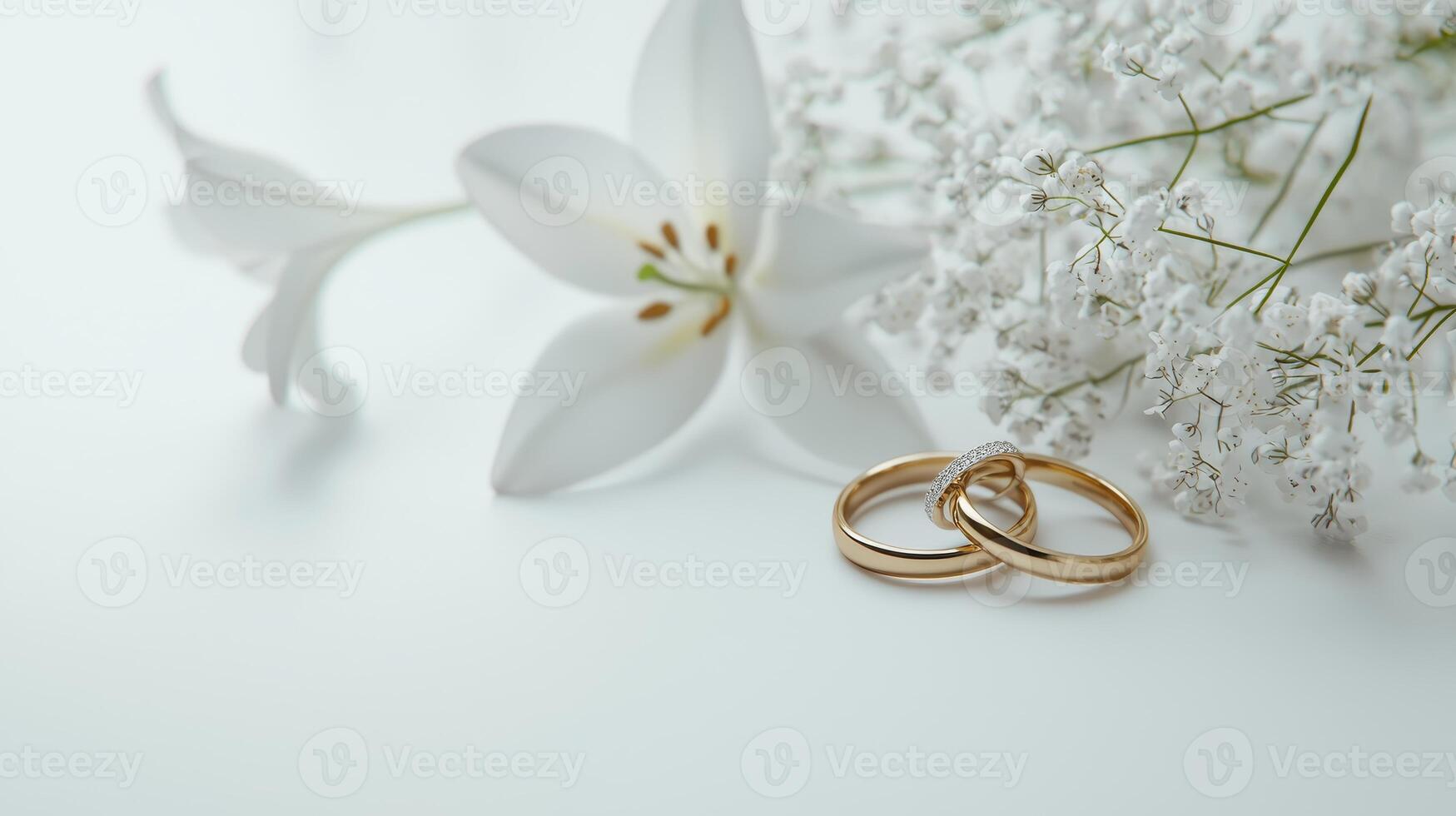 wedding ring and white lilies photo