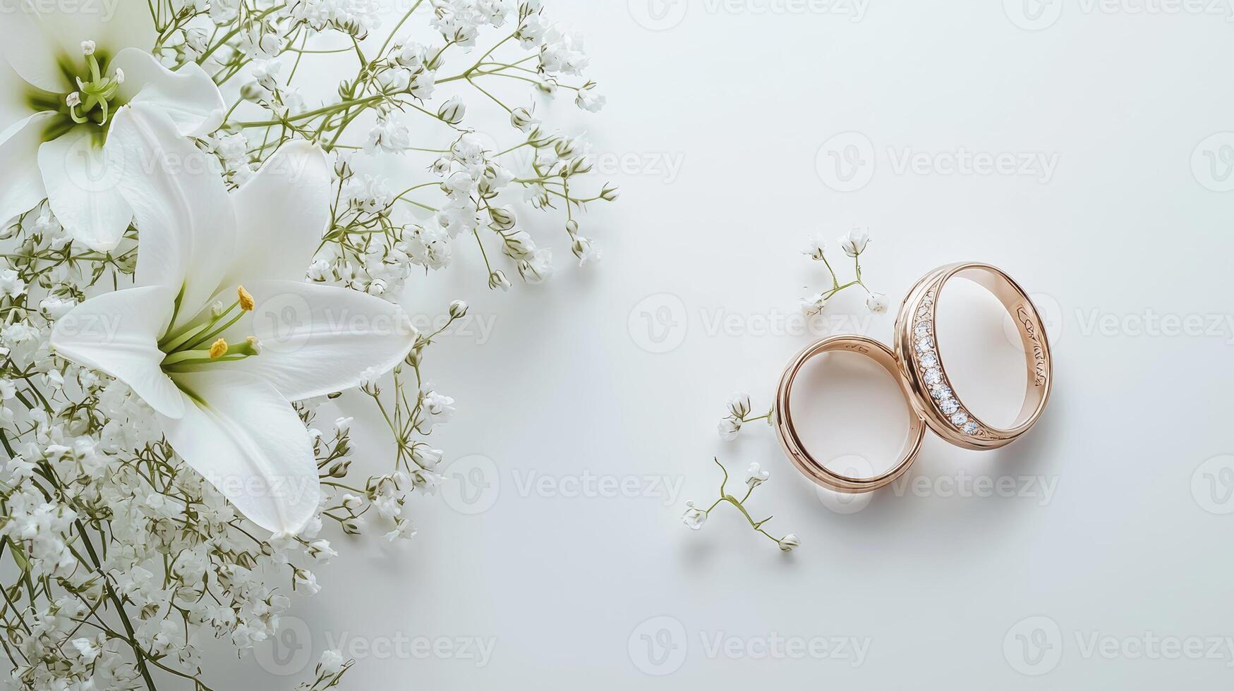 wedding ring and white lilies photo