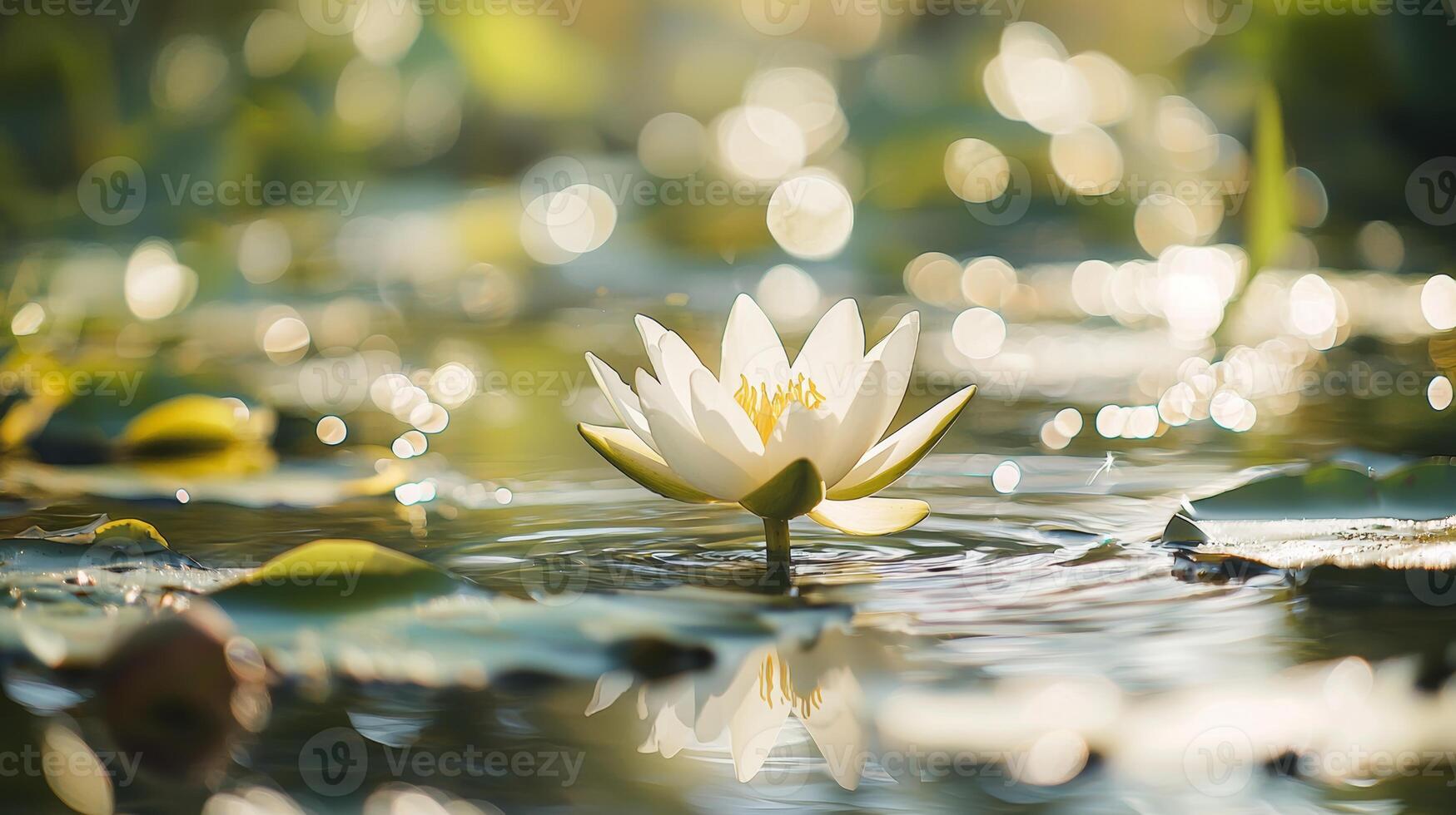 Lotus flowers illuminated by the beautiful morning sun photo