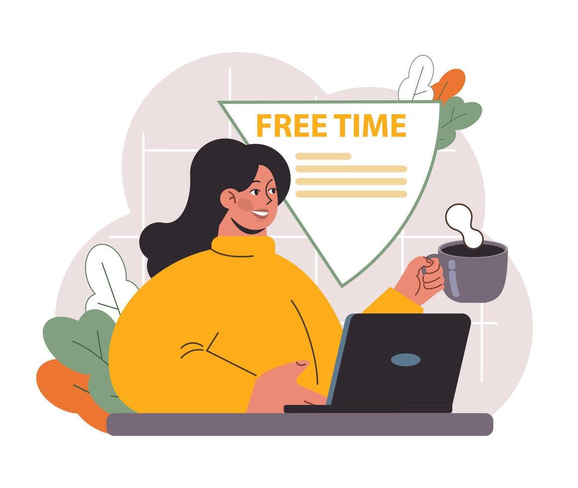 Hybrid work. Characters with a flexible schedule, working from office vector