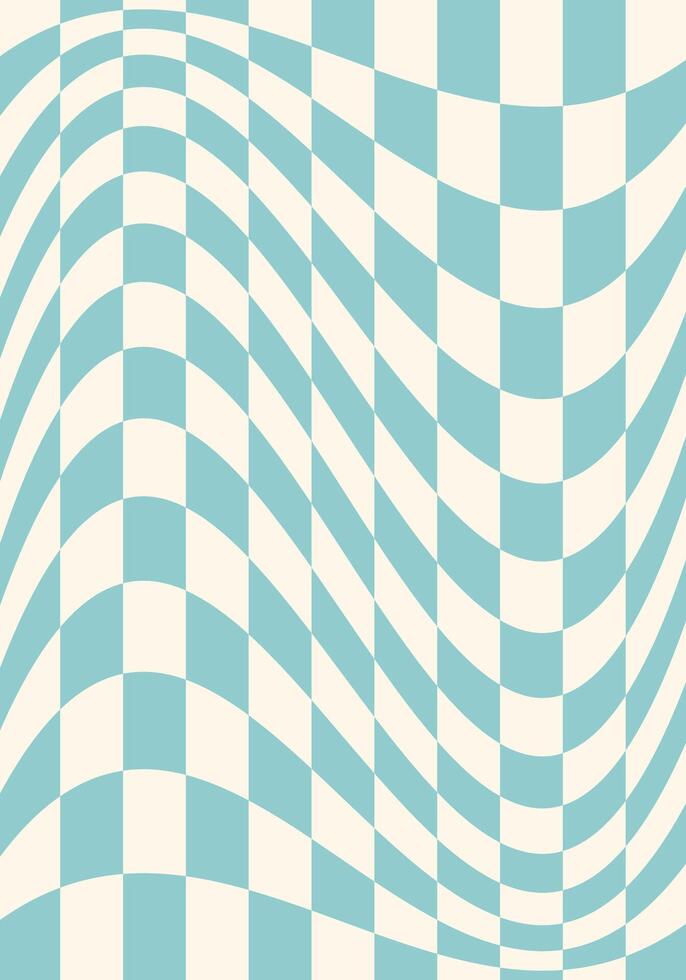 Retro checkered background with distorted squares vector