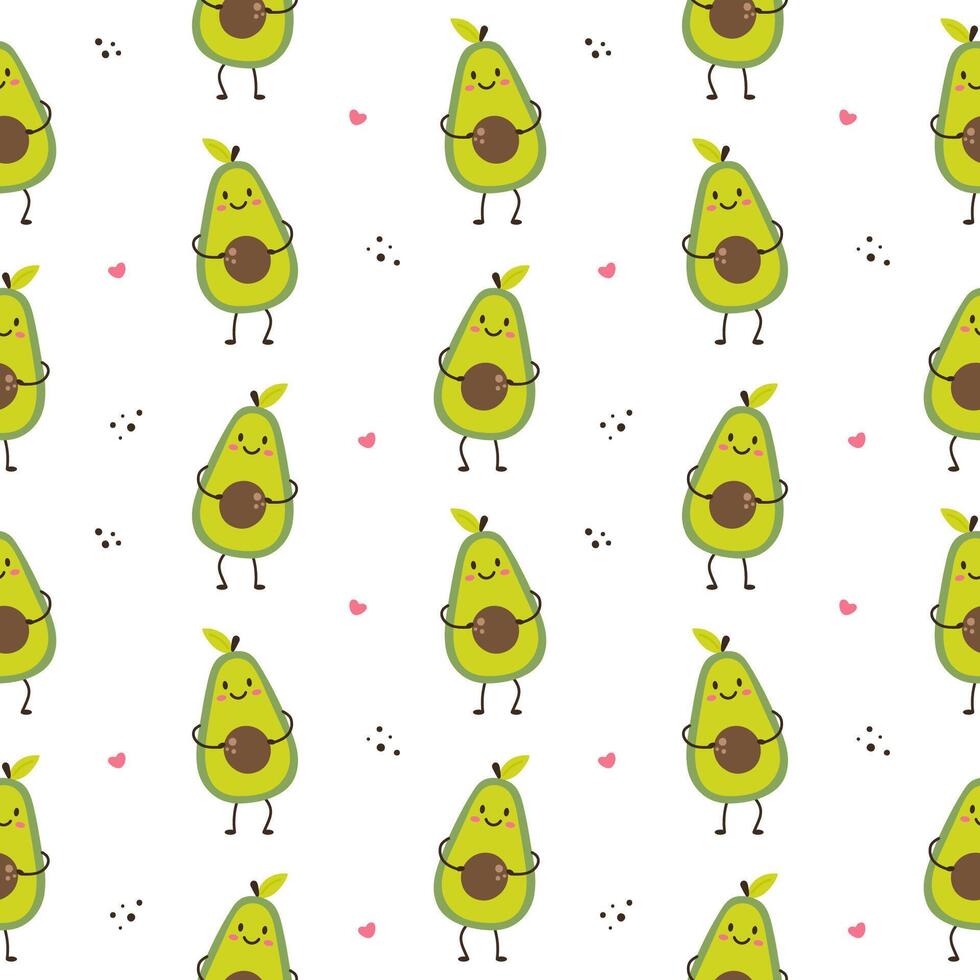 Funny avocado characters seamless pattern vector
