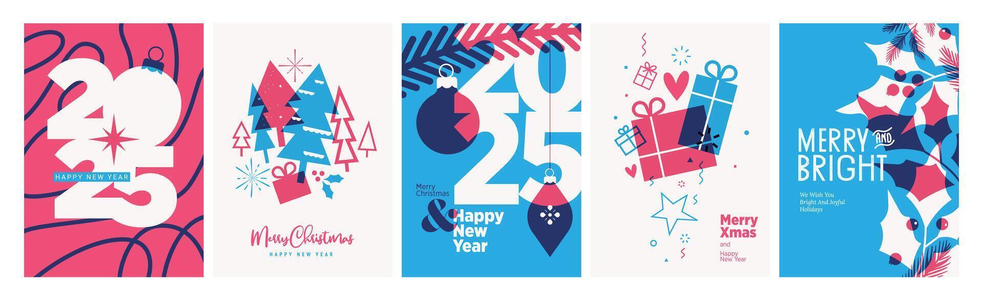 Set of Christmas and New Year Cards. illustration concepts for graphic and web design, social media banner, marketing material. vector