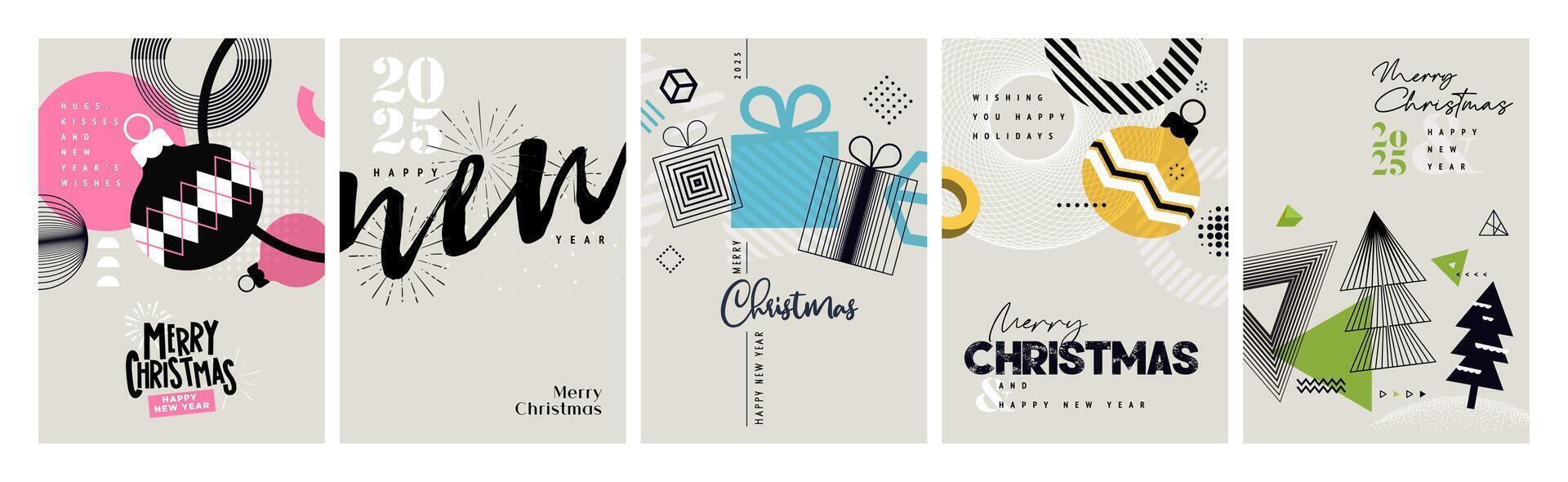 Merry Christmas and Happy New Year. illustration for greeting card, party invitation card, website banner, social media banner, marketing material. vector