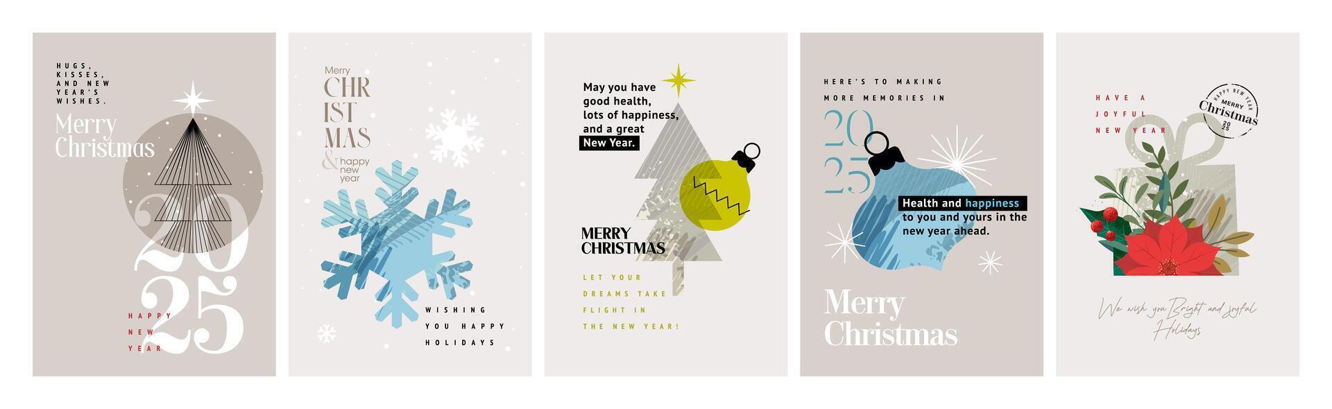 Set of Christmas and New Year Cards. illustration concepts for graphic and web design, social media banner, marketing material. vector