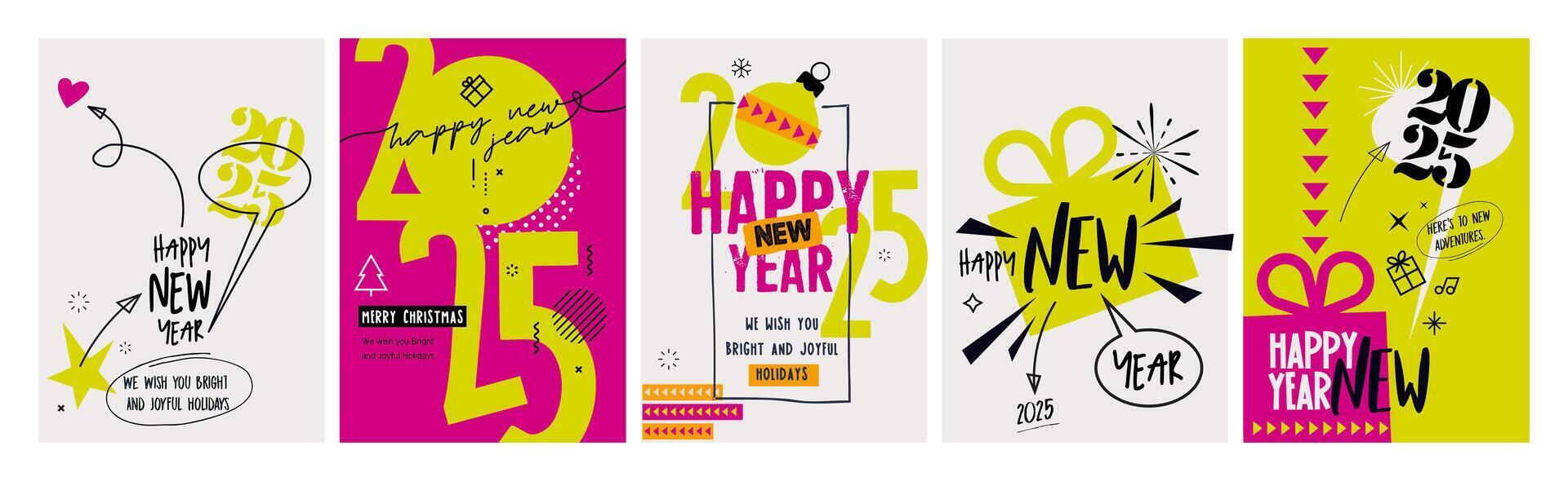 Merry Christmas and Happy New Year greeting cards. illustration concepts for background, greeting card, party invitation card, website banner, social media banner, marketing material. vector