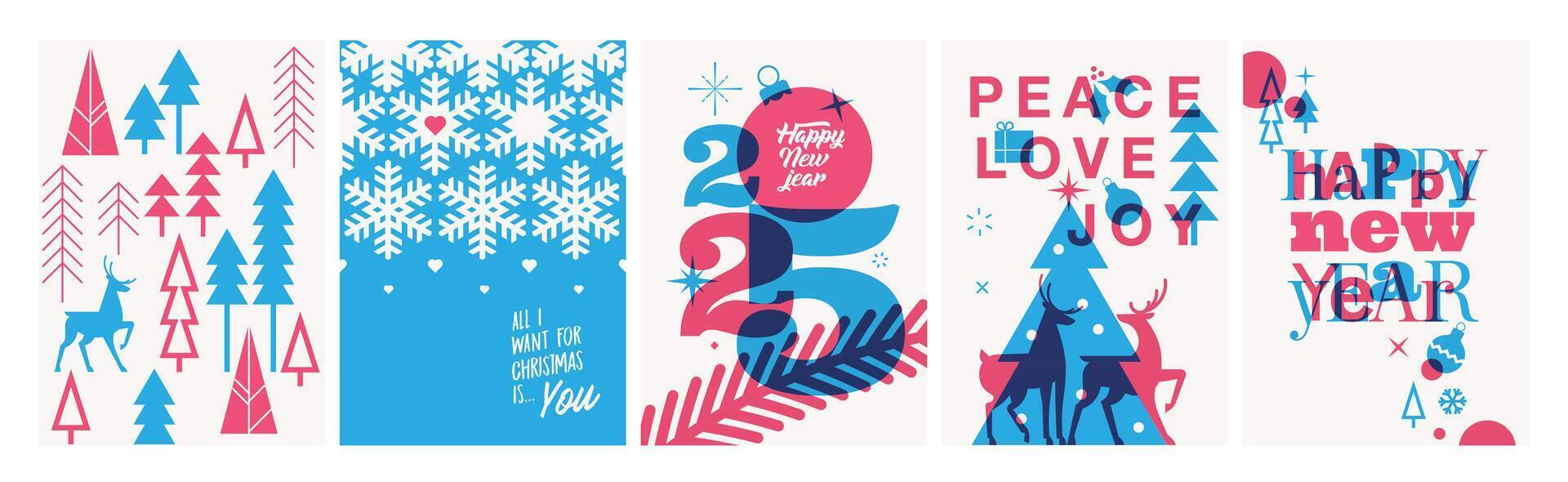 Merry Christmas and Happy New Year greeting cards. illustration concepts for background, greeting card, party invitation card, website banner, social media banner, marketing material. vector