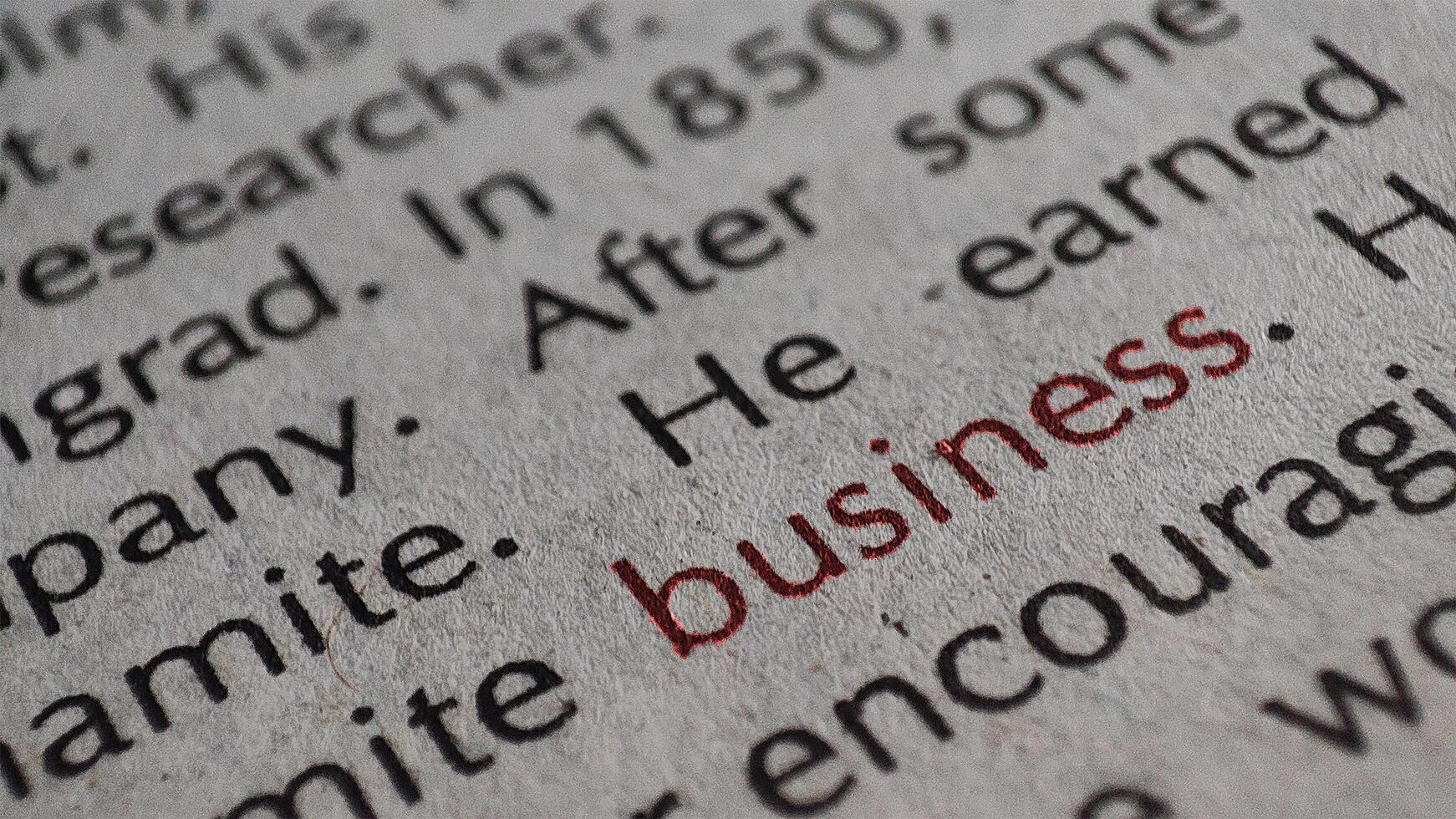 Business word written photo