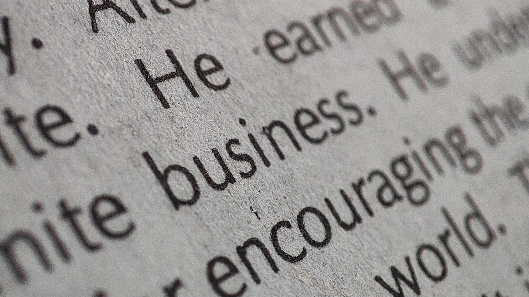 Business word written photo