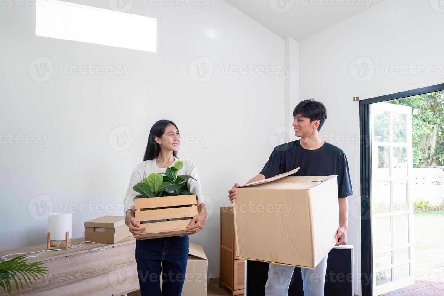 Couple Collaborating for Smooth Home Moving Experience photo