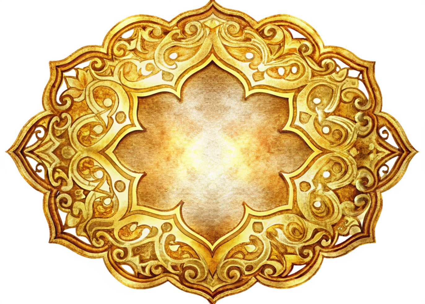 Opulent Golden Frame with Ornate Detailing png