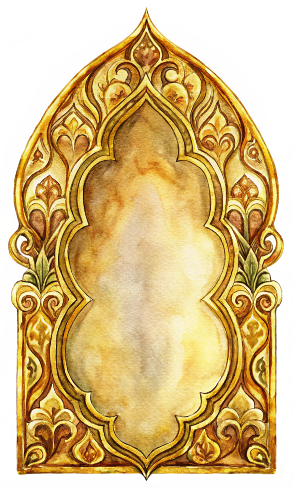 Intricately Carved Golden Ornamental Frame png