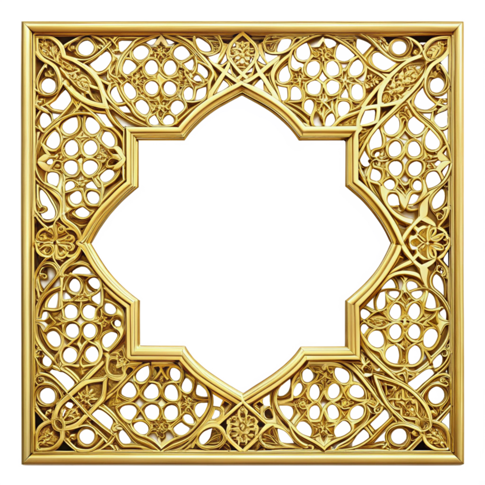 Golden Ornamental Frame with Baroque Style png