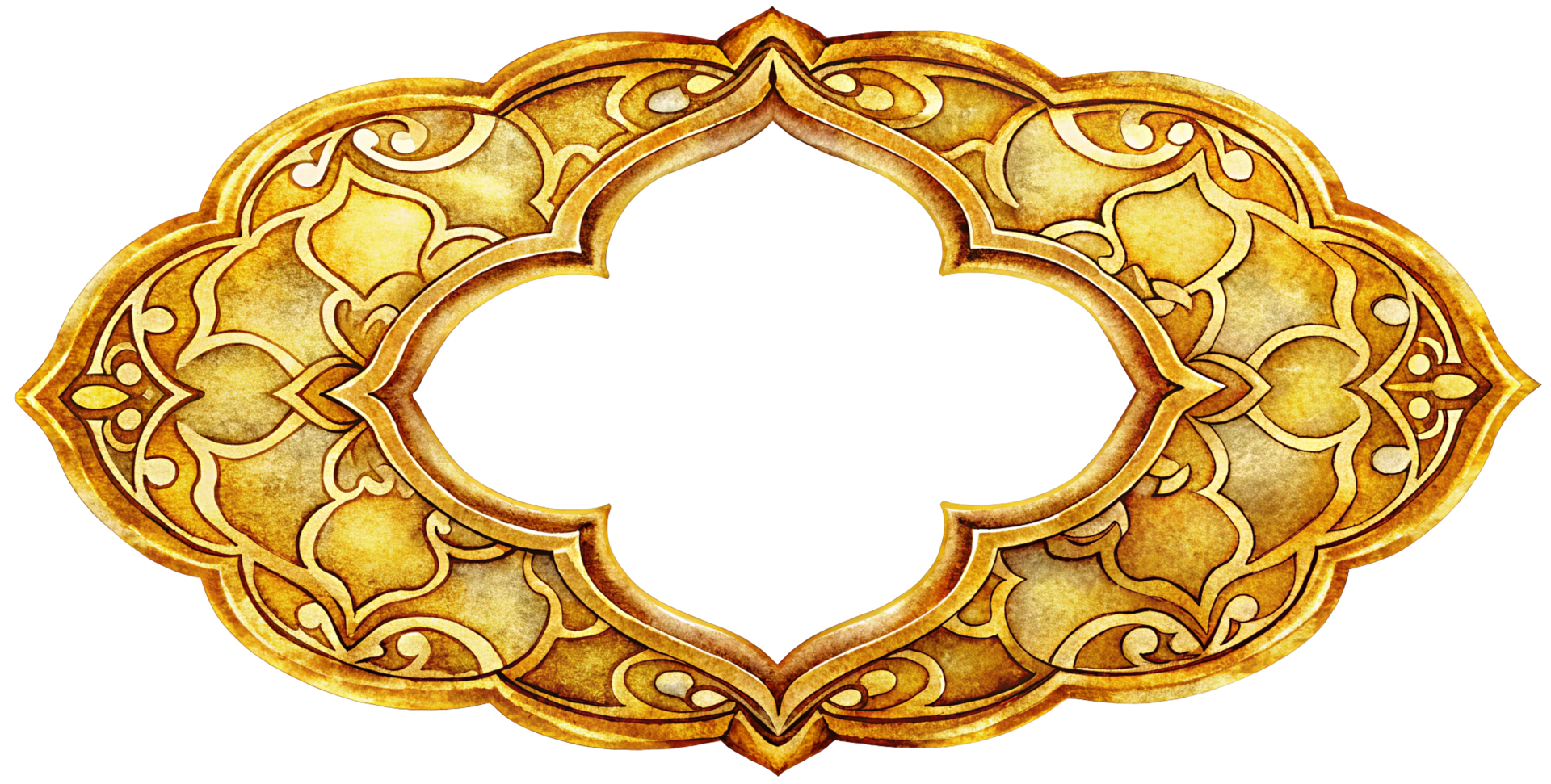 Decorative Golden Frame with Ornate Patterns png