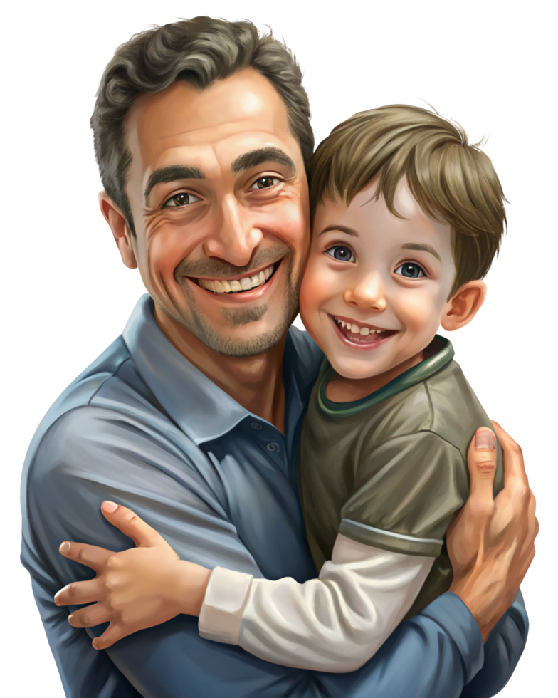 Father and Son in a Warm, Smiling Hug png