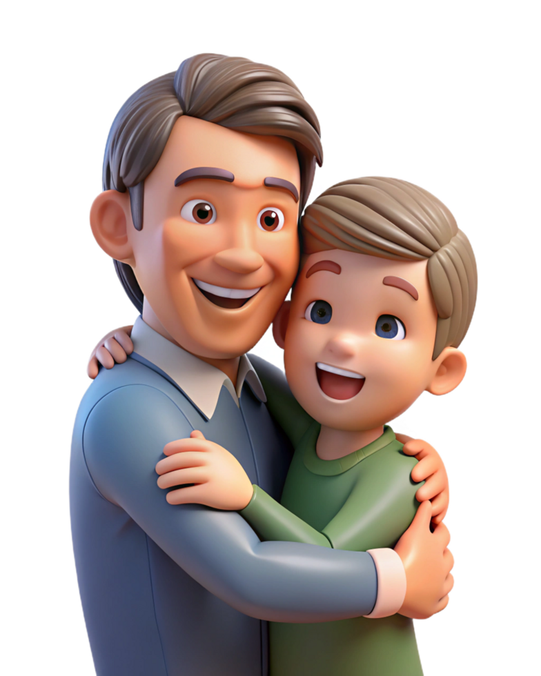 Father Hugging Son with a Warm Smile png