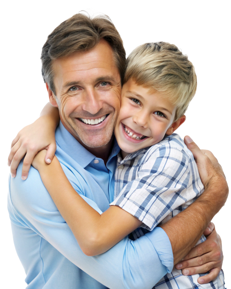 Dad and Son Sharing a Warm, Happy Hug png