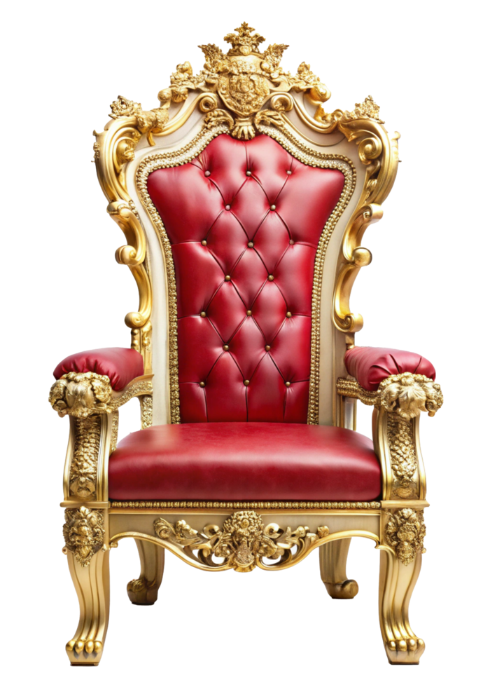 Luxury Throne Chair with Golden and Velvet Accents png