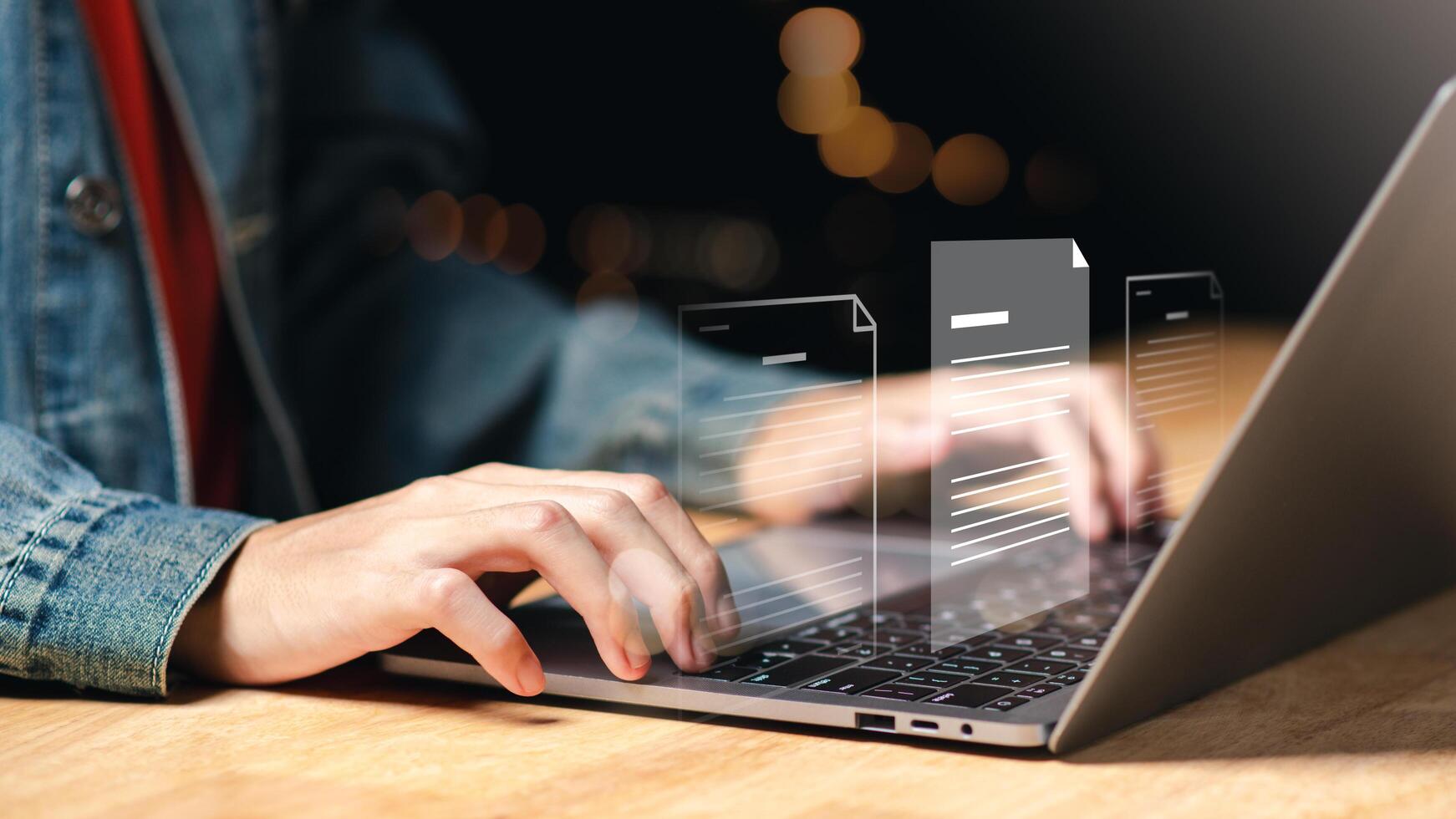 Accountant showing office document auditing concept ,plan review process and assess correctness ,Management of important document storage of organization ,document system ,accountant Audit documents photo