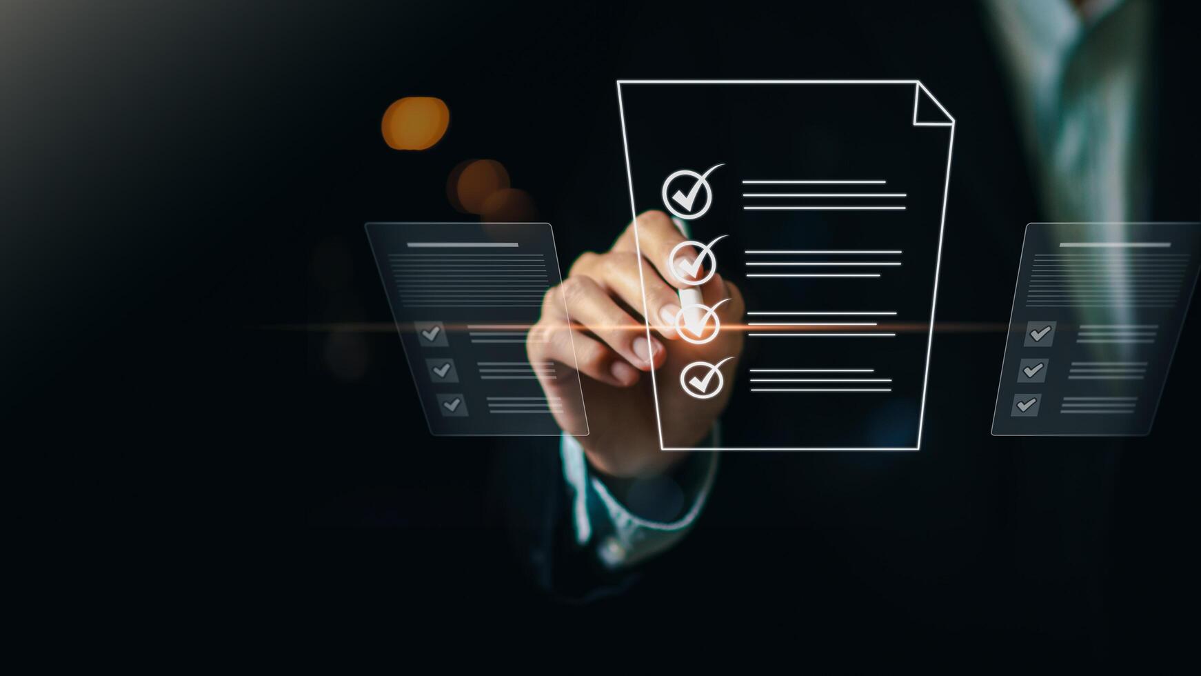 Accountant showing office document auditing concept ,plan review process and assess correctness ,Management of important document storage of organization ,document system ,accountant Audit documents photo