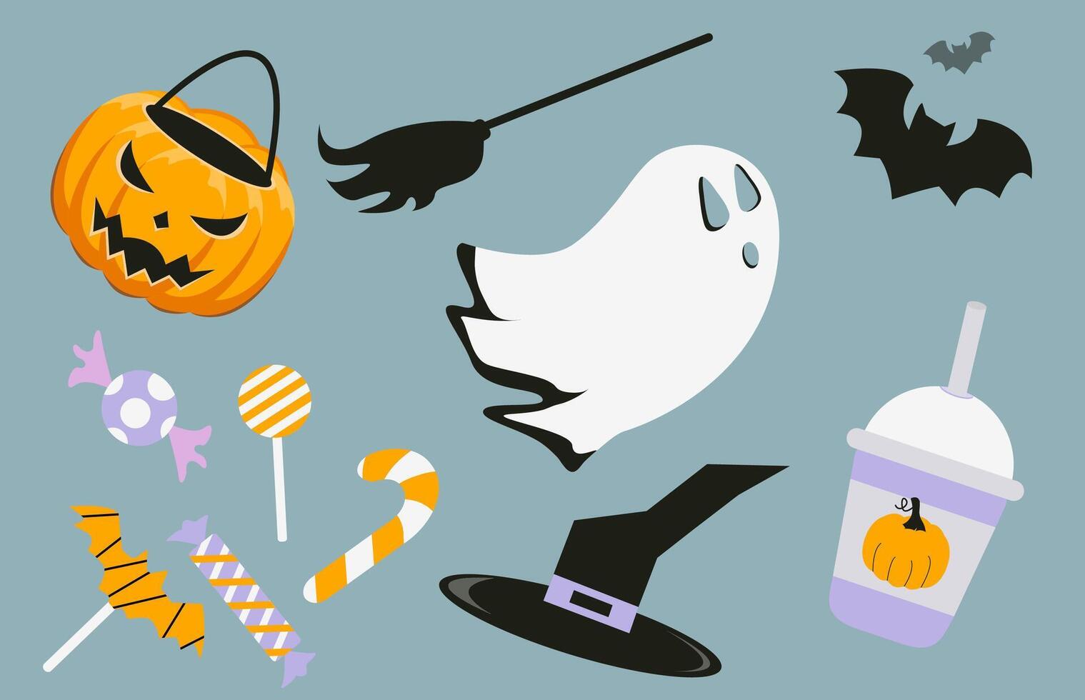Halloween items set. October 31 collection vector