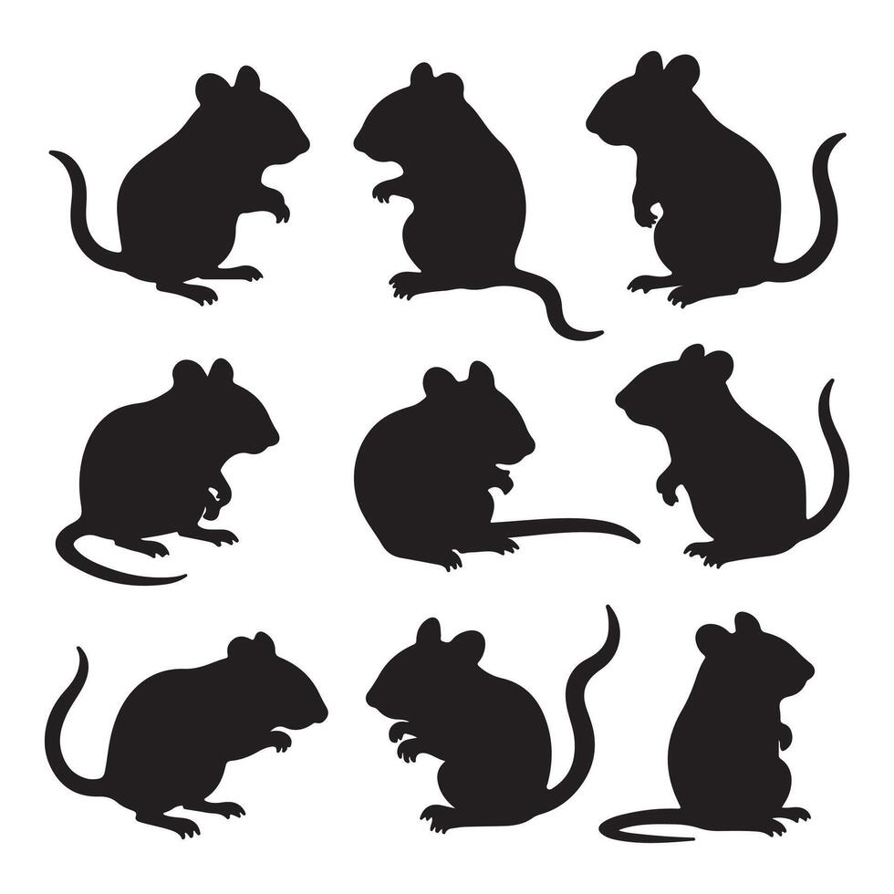 A set of silhouettes of mice vector