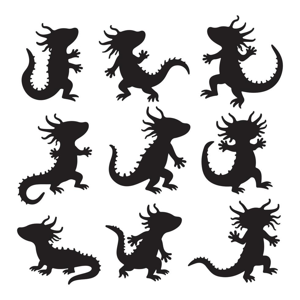 Lizard silhouettes set of different types of lizard vector
