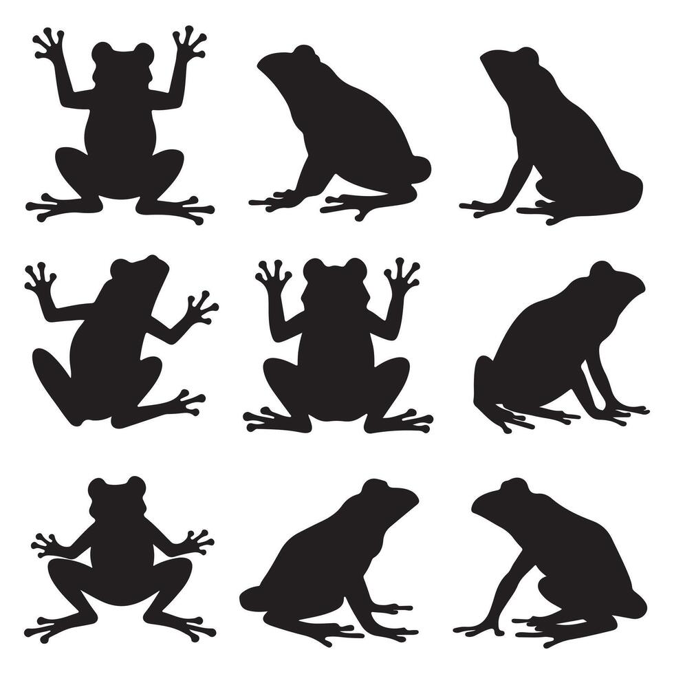 Frog silhouette set illustration vector