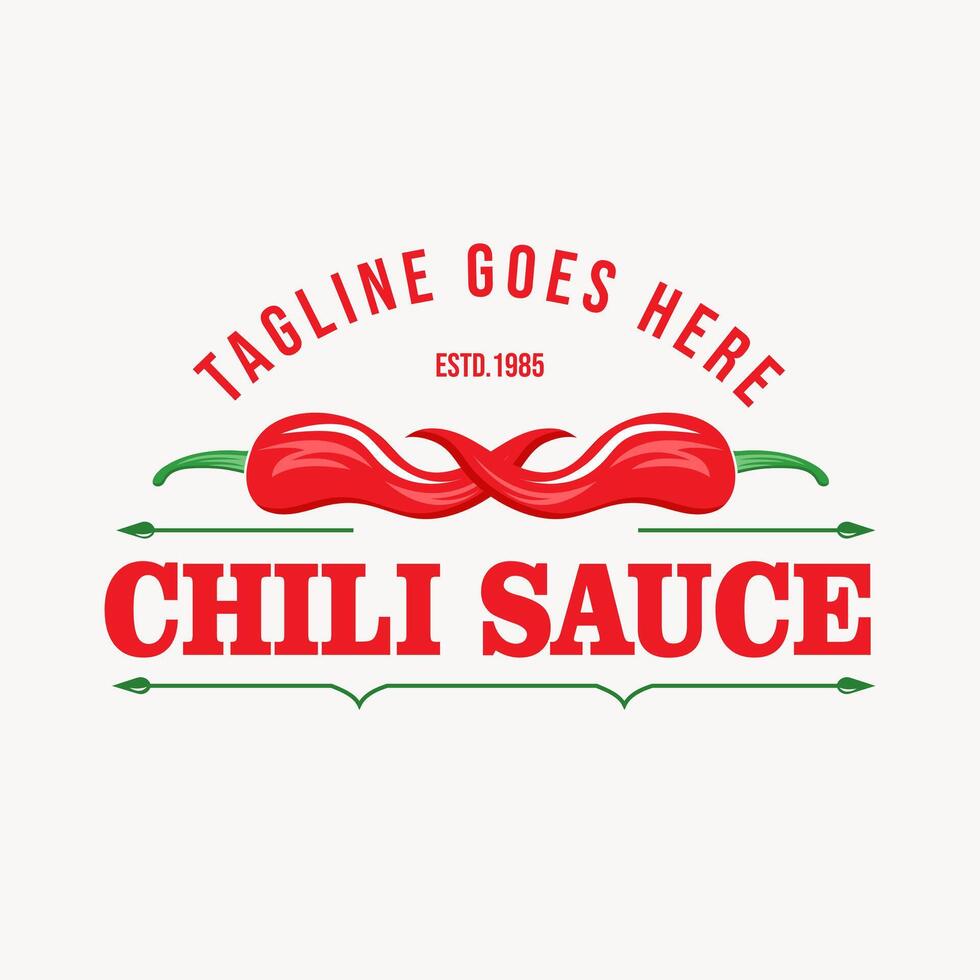 Chili Sauce Product Label Design with Vintage Style Retro Chili Sauce Emblem Chili Sauce Label with Iconic Red Chili Element Design Illustration vector