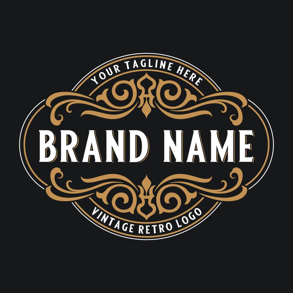 luxury logo design. with the concept of decorative ornaments, it is very suitable for barbers, boutiques, shop signboards, handiman and others vector