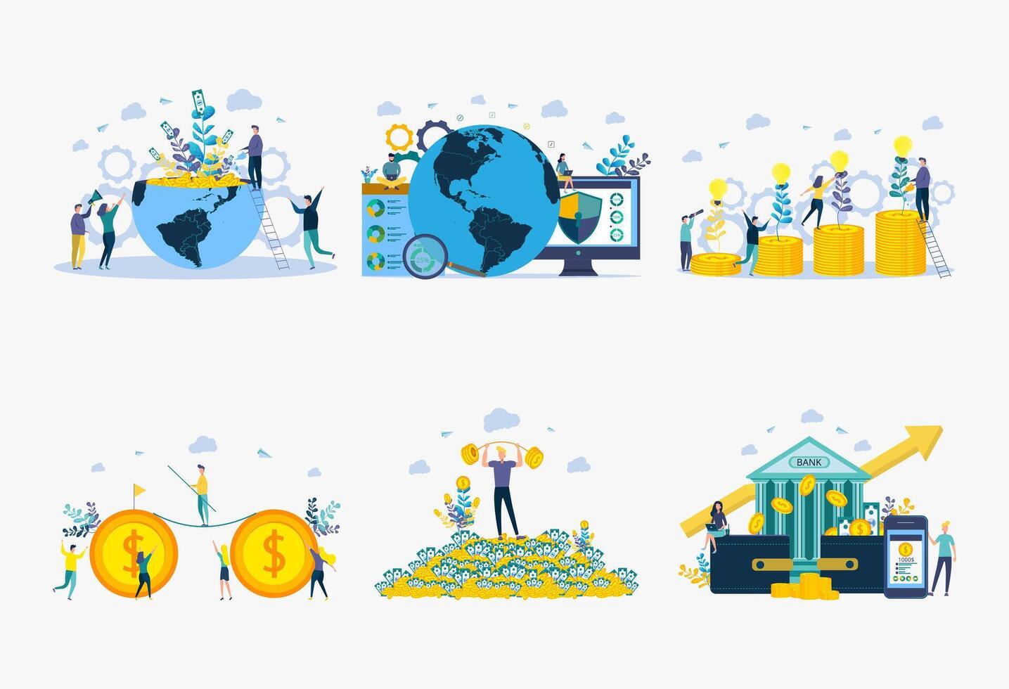 Creative idea to make a lot of money. The metaphor of a successful business. People catch money on the bait. vector