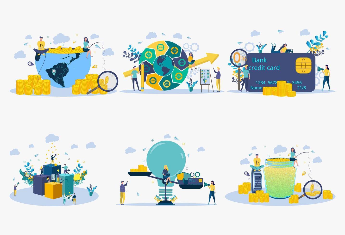Creative idea to make a lot of money. The metaphor of a successful business. People catch money on the bait. vector