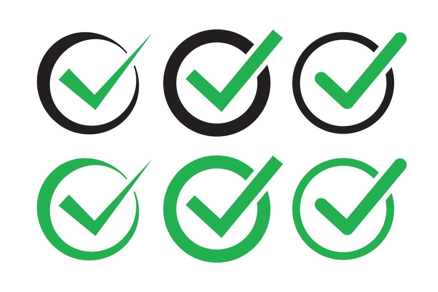 Set of circle shape check mark symbols. Approval and confirmation check mark vector