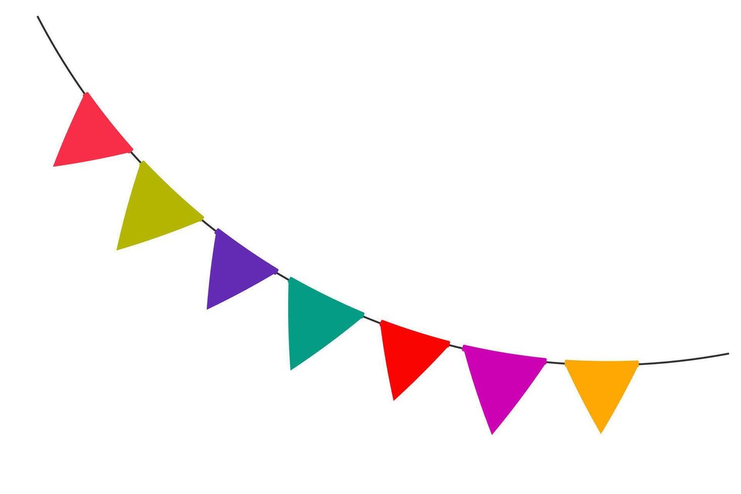 Colorful triangular flag decoration with rope vector