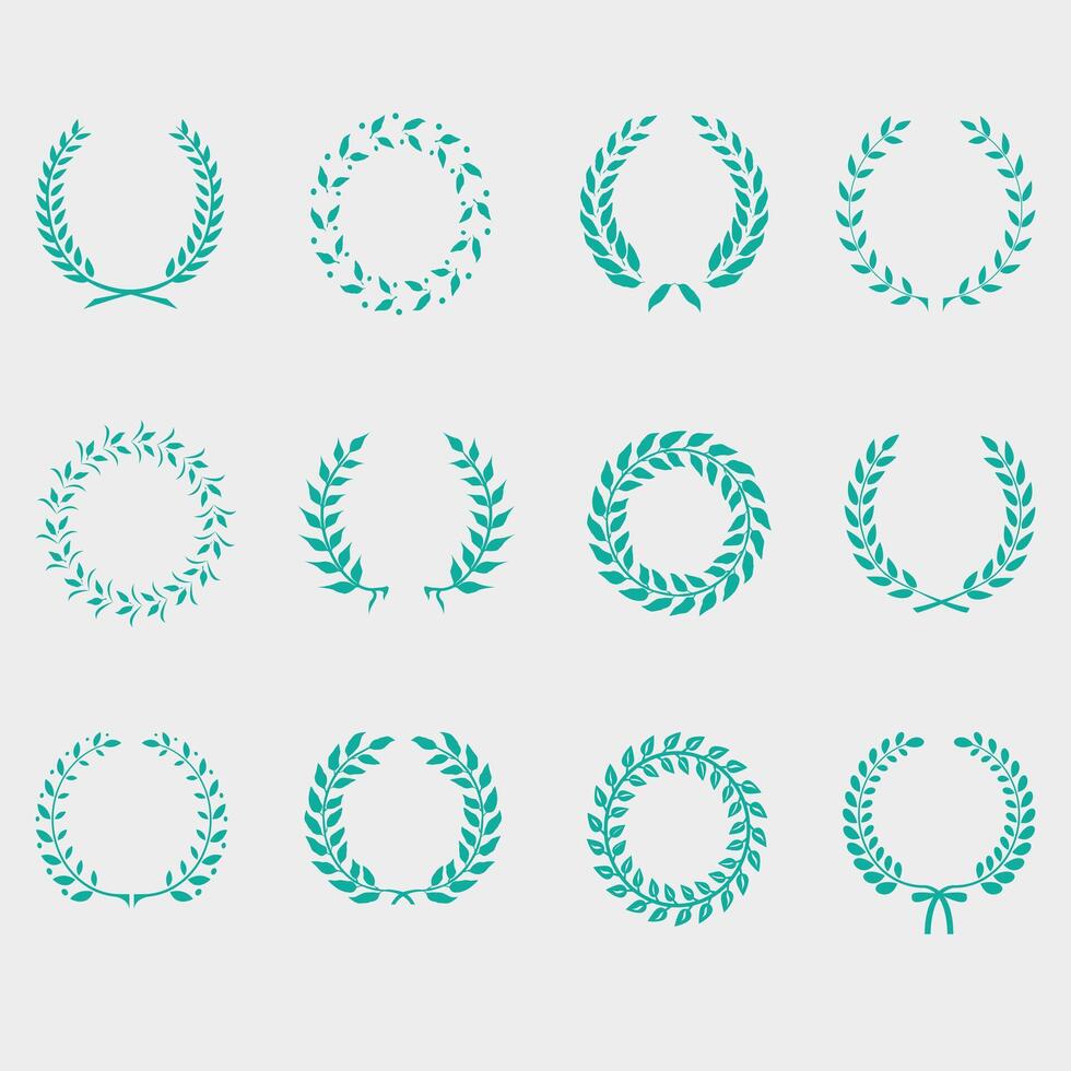 Set of wreaths and branches with leaves vector