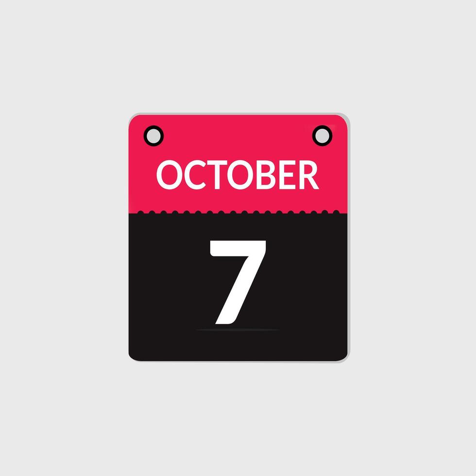 October 7 day calendar vector