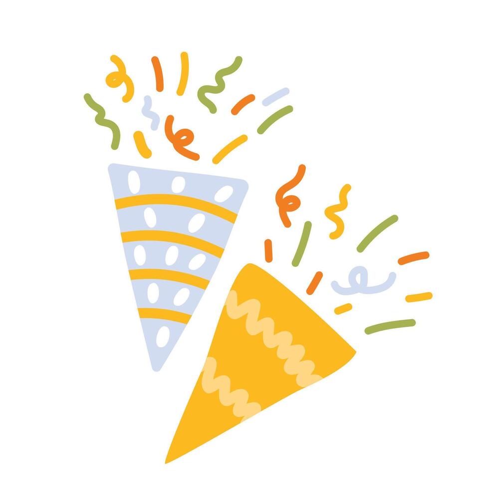 Confetti trumpet icon logo design template isolated illustration. Party popper flat style icon, birthday celebrations accessory vector
