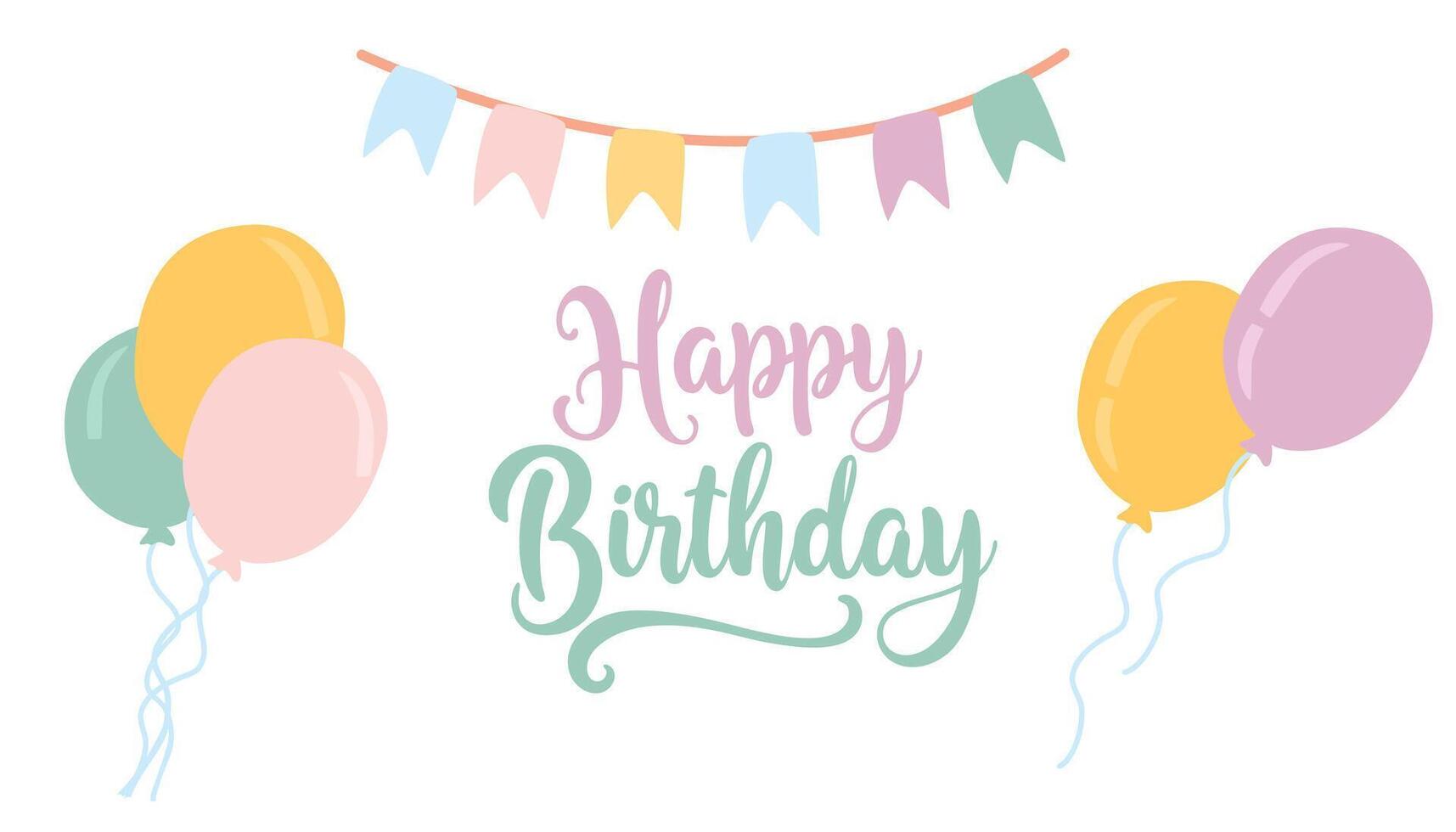 Happy Birthday Greeting Card. Illustration. Isolated On White Background. vector