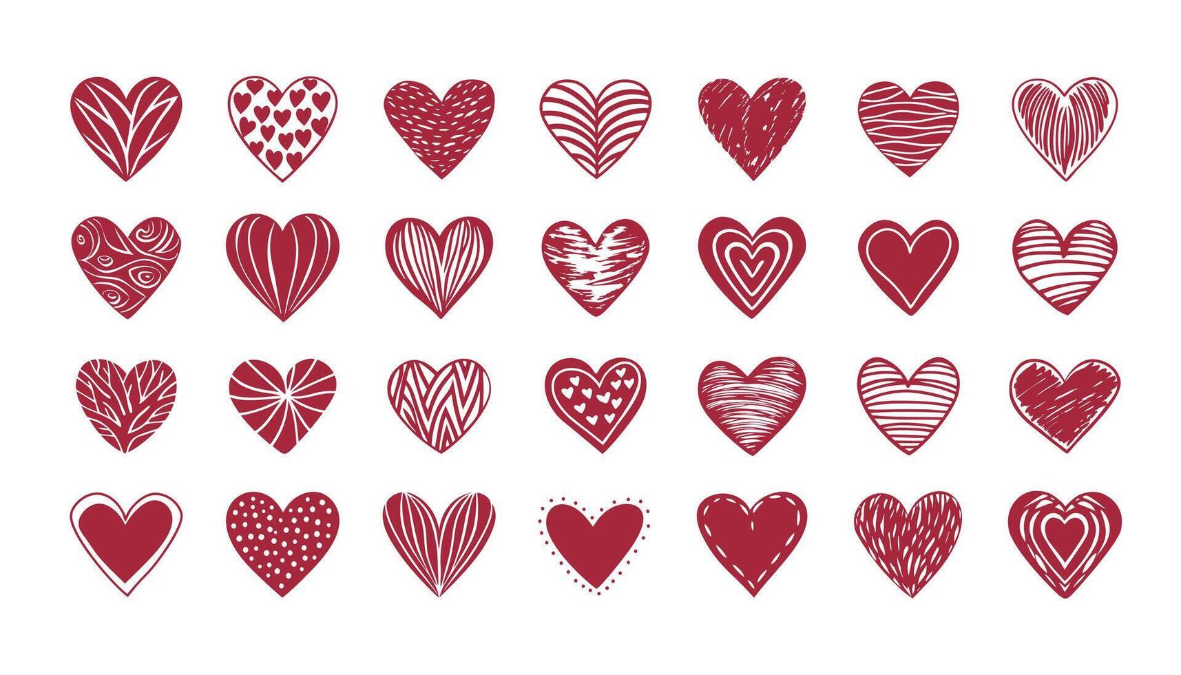 Set of hand drawn heart. collection scribble markers hearts isolated on white background. illustration for print, scrap booking, graphic design, web and other. vector