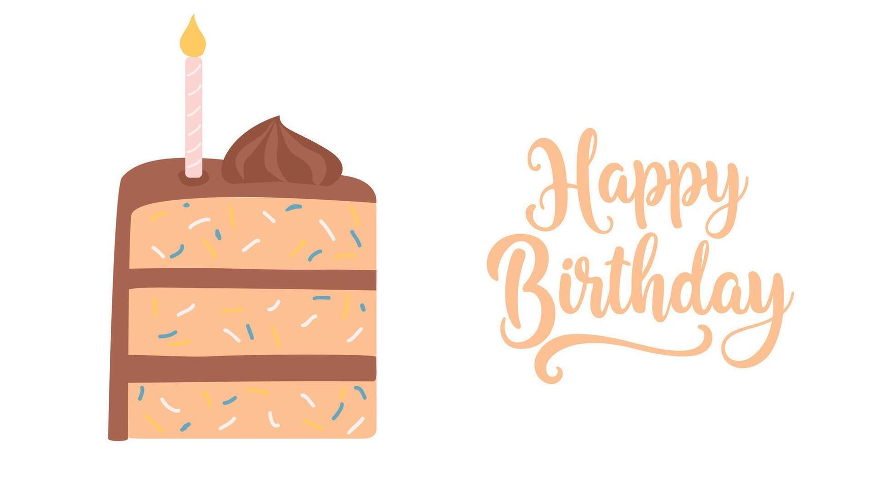 Birthday cake slices. Sweet holiday bakery pieces collection. Pastry chocolate fruit, berry dessert with candles for breakfast. hand drawn flat carton vector